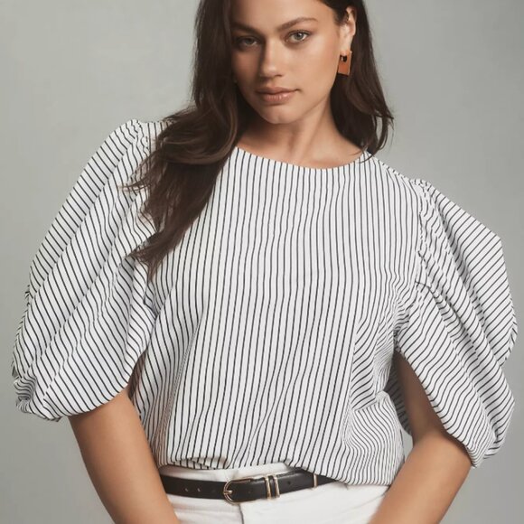 Maeve Tops - Maeve Puff-Sleeve boatneck top
